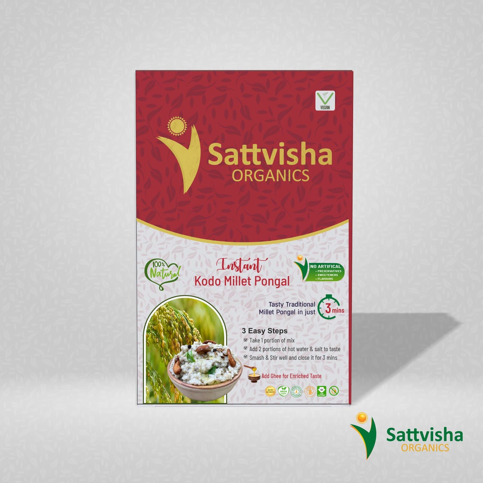 Sattvisha Instant Kodo Millet Pongal Mix carton