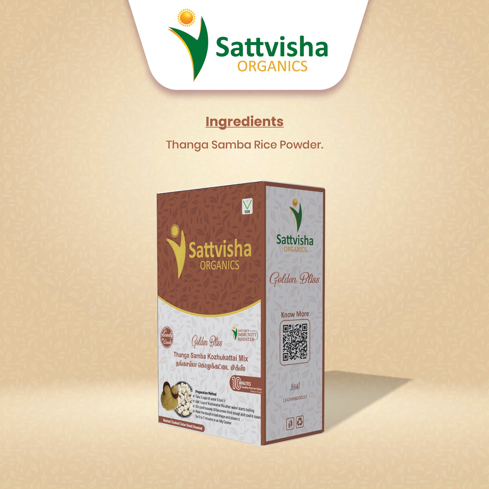 Sattvisha Golden Bliss - Thangasamba Rice Kozhukattai Mix