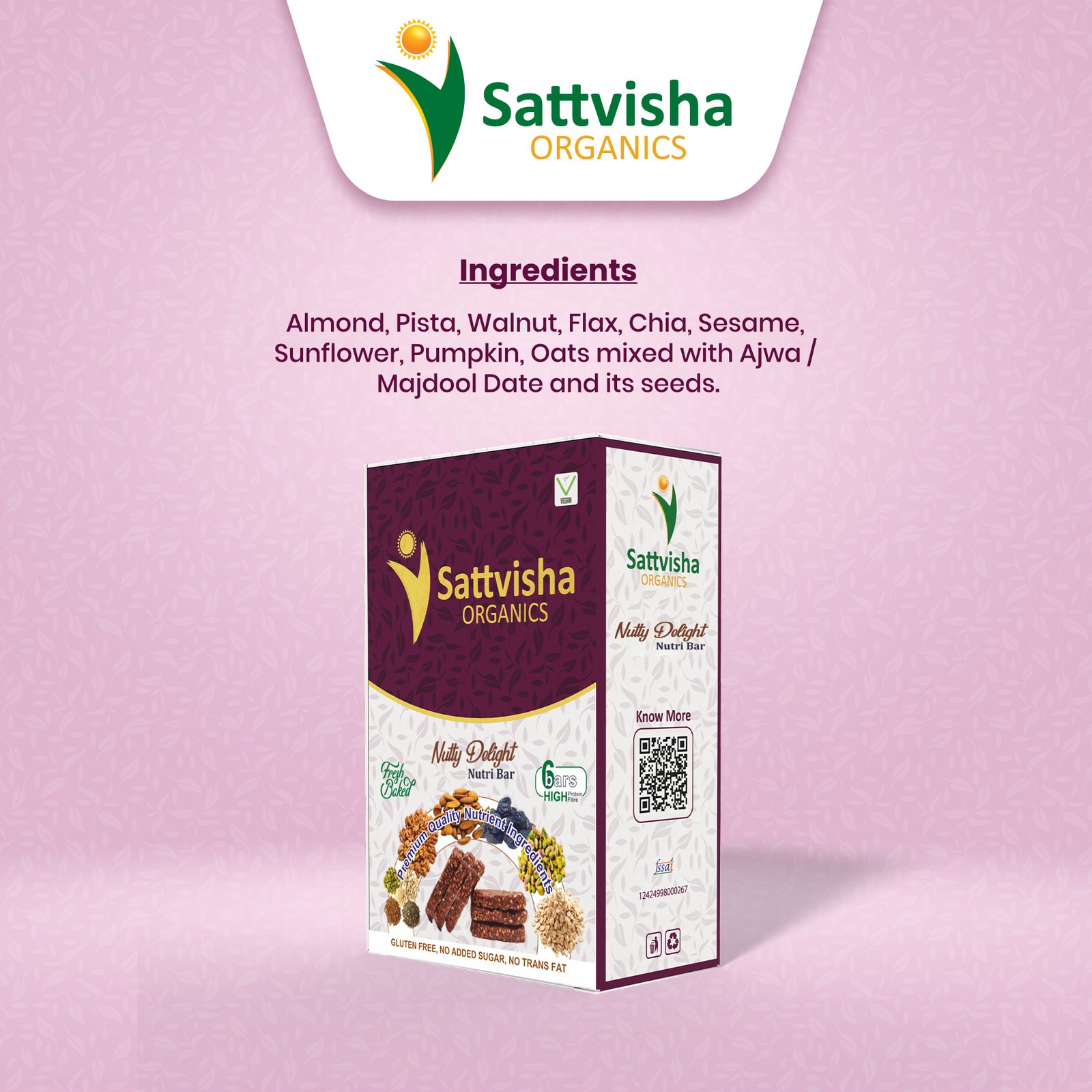 Sattvisha Nutty Delight (Pack of 6 Bars)