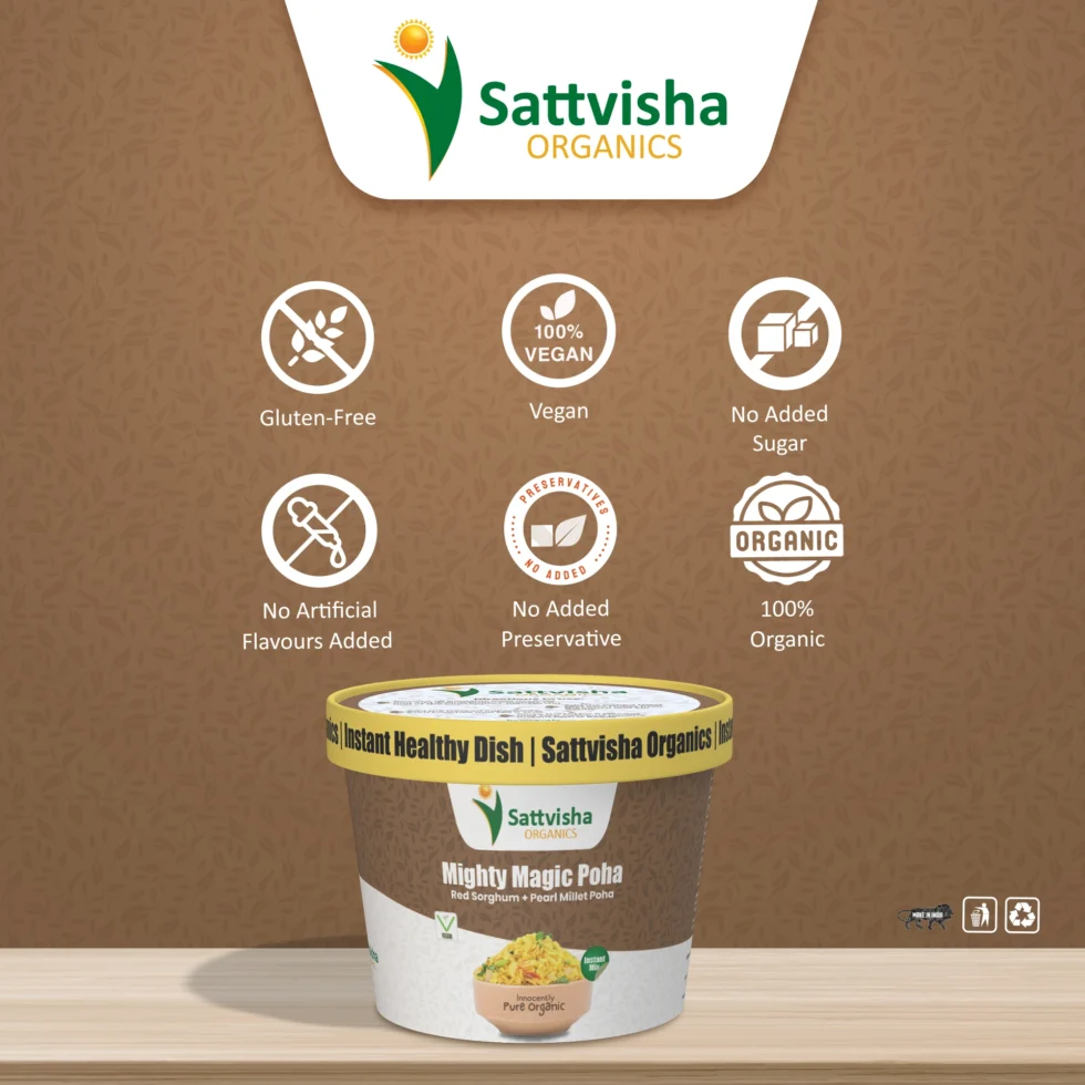 Red Sorghum + Pearl Millet Flakes | Sattvisha Mighty Magic